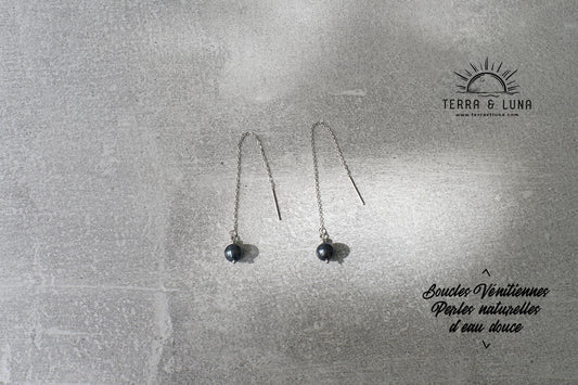 Boucles d'oreilles Vénitiennes en Perles de culture naturelles et acier