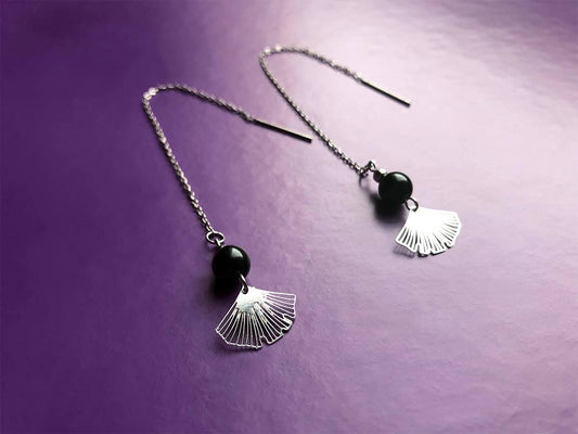 Boucles d'oreilles Vénitiennes Ginkgo en Perles naturelles