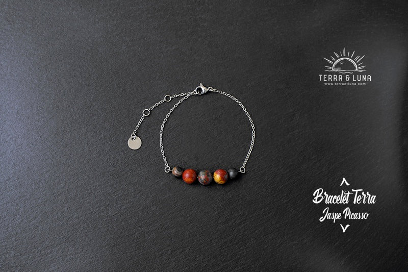 Bracelet Terra en perles naturelles montées sur chaîne acier