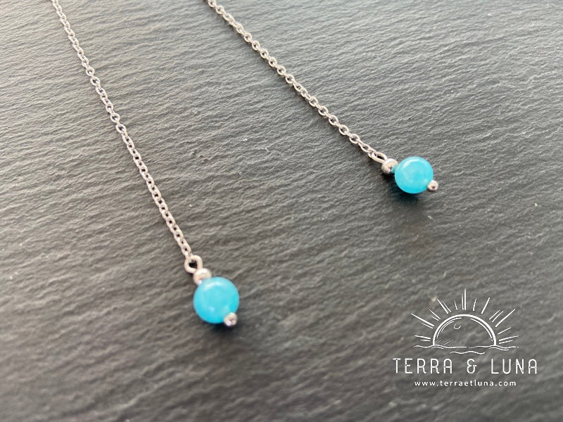 Pic à cheveux Gingko big en bois noir avec perles d'Aigue marine Marine naturelles