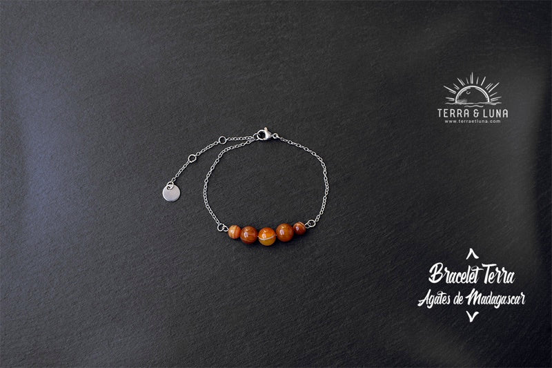 Bracelet Terra en perles naturelles montées sur chaîne acier