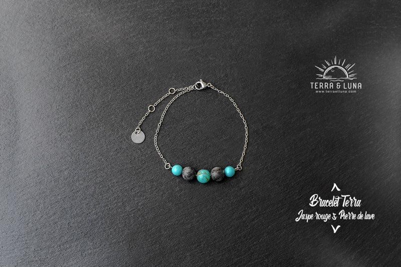 Bracelet Terra en perles naturelles montées sur chaîne acier